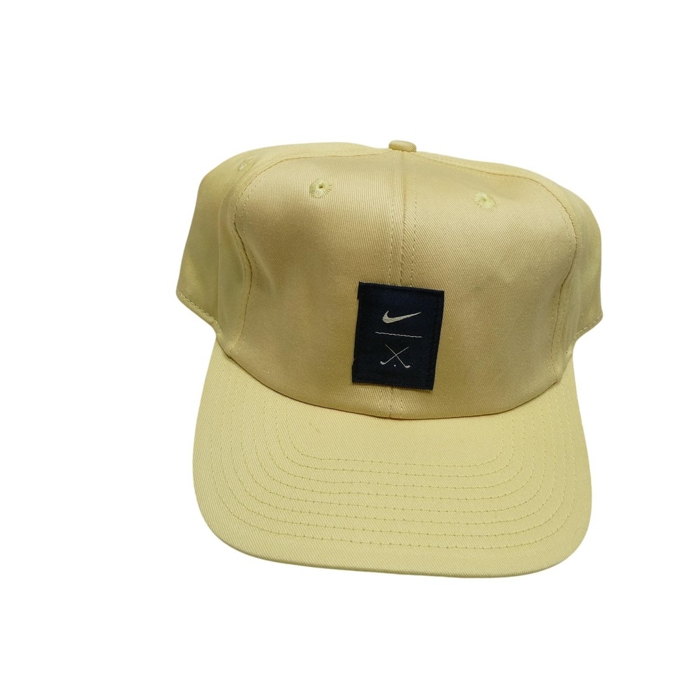 Nike Golf Hat Cap‎ Strap Back One Size Yellow Twill Golf Clubs Patch Mens